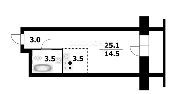 
   Продам студию, 24.7 м², Беловежская ул, 50

. Фото 5.