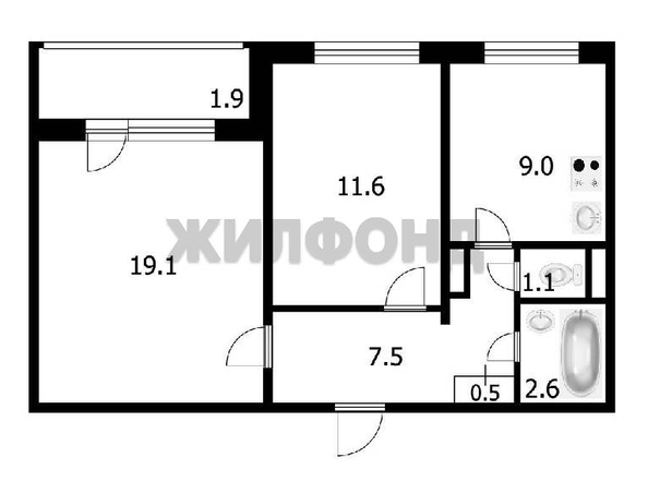
   Продам 2-комнатную, 53.4 м², Связистов ул, 113

. Фото 15.
