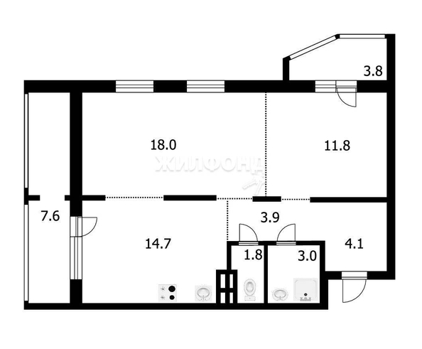 
   Продам 2-комнатную, 56.9 м², Александра Чистякова ул, 18

. Фото 20.