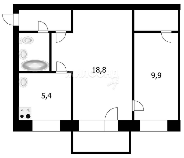 
   Продам 2-комнатную, 43.5 м², Нарымская ул, 4

. Фото 36.