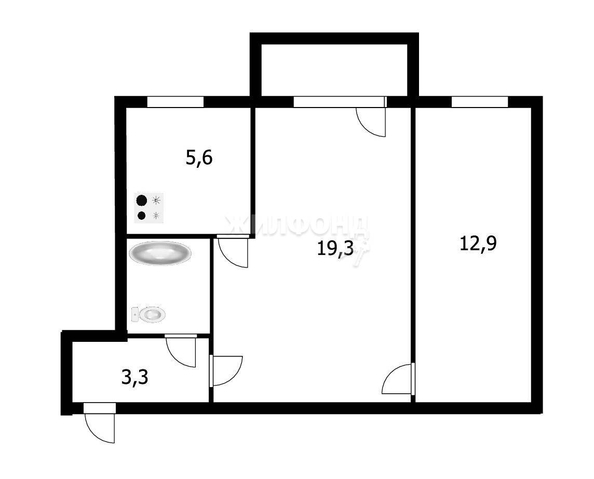 
   Продам 2-комнатную, 44 м², Учительская ул, 37

. Фото 1.