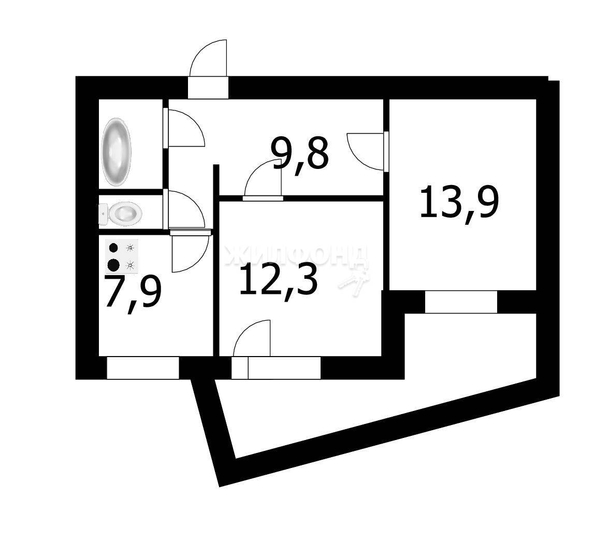 
   Продам 2-комнатную, 47.9 м², Курчатова ул, 11/4

. Фото 17.