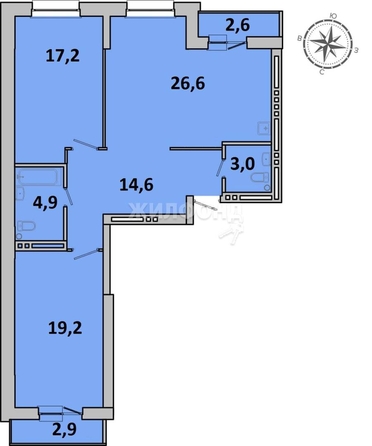 
   Продам 3-комнатную, 84.3 м², Писарева ул, 80/1

. Фото 17.