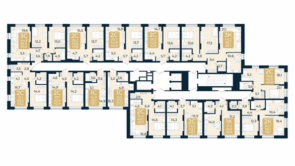 
   Продам 2-комнатную, 42.6 м², Первый на Есенина, дом 3

. Фото 1.