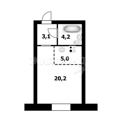 
   Продам студию, 32.5 м², Александра Чистякова ул, 2/2

. Фото 5.