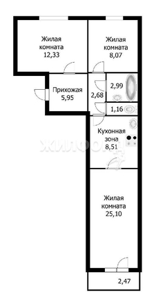 
   Продам 3-комнатную, 58.5 м², Виктора Шевелева ул, 38/1

. Фото 10.