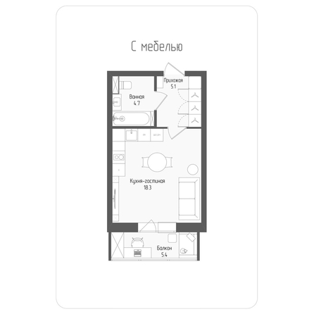
  Продается студия 29.6 м², в ЖК Тетрис, корпус 2. Фото 1.
