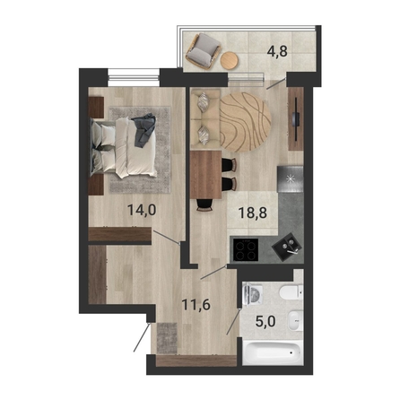 
  Продается 2-комн. квартира, 50.7 м², ЖК Тетрис, корпус 2
. Фото 1.