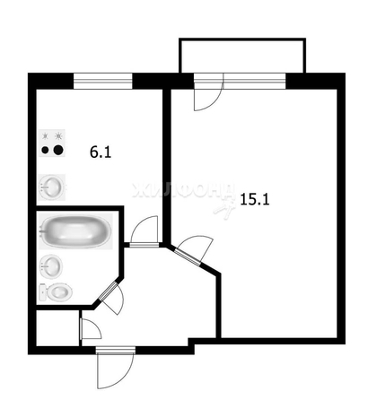 
   Продам 1-комнатную, 28.9 м², Южный мкр, 44

. Фото 7.