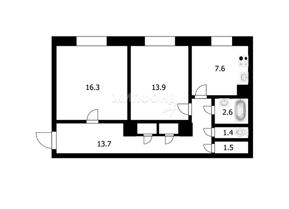 
   Продам 2-комнатную, 59 м², Сибиряков-Гвардейцев ул, 23

. Фото 29.