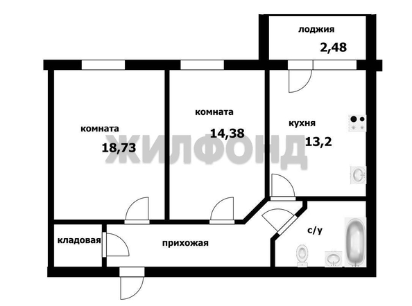 
   Продам 2-комнатную, 60.7 м², Радужная ул, 9

. Фото 13.