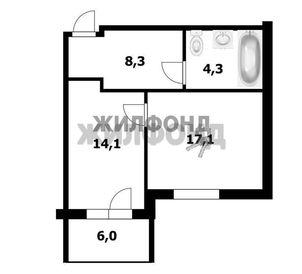 
   Продам 2-комнатную, 43.7 м², Гребенщикова ул, 3

. Фото 8.