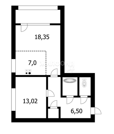 
   Продам 2-комнатную, 55.1 м², Николая Сотникова ул, 19

. Фото 3.