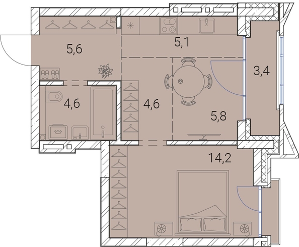 
   Продам 1-комнатную, 43.3 м², Тайм Сквер

. Фото 19.