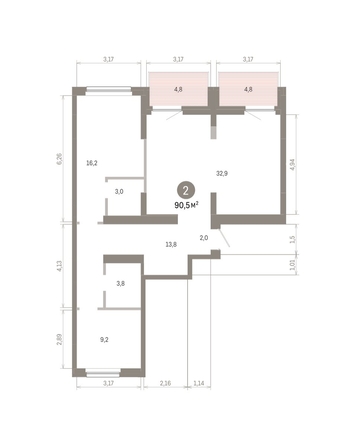 
  Продается 2-комн. квартира 90.5 м², в ЖК Лебедевский квартал, д 1. Фото 3.