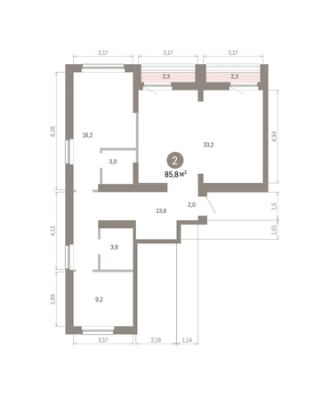 
  Продается 2-комн. квартира 85.8 м², в ЖК Лебедевский квартал, д 1. Фото 3.