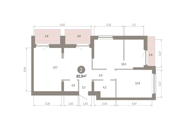 
  Продается 2-комн. квартира 82.9 м², в ЖК Лебедевский квартал, д 1. Фото 3.