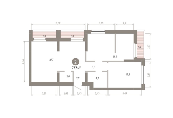 
  Продается 2-комн. квартира, 77.7 м², ЖК Лебедевский квартал, дом 1
. Фото 1.