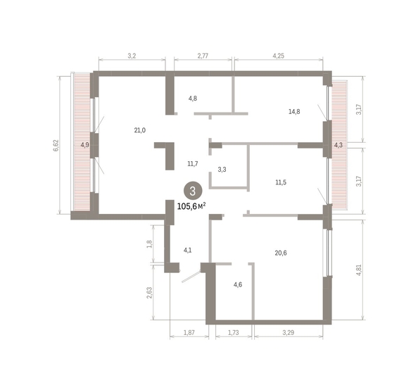 
  Продается 3-комн. квартира 105.6 м², в ЖК Лебедевский квартал, д 1. Фото 1.
