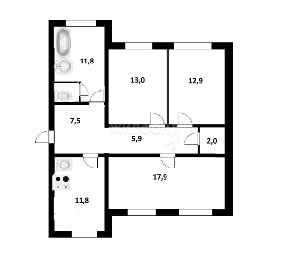 
   Продам 3-комнатную, 82.8 м², Парковая (Пригородный простор мкр) ул, 9

. Фото 1.