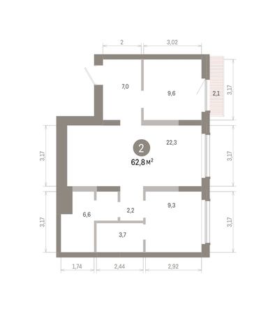 
  Продается 2-комн. квартира 62.8 м², в ЖК Лебедевский квартал, д 1. Фото 1.