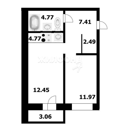 
   Продам 2-комнатную, 44 м², Забалуева ул, 96

. Фото 11.