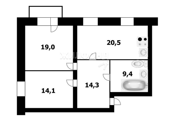 
   Продам 2-комнатную, 77.3 м², Пятницкого ул, 7

. Фото 13.