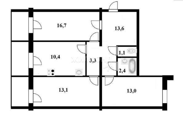 
   Продам 3-комнатную, 73.6 м², Дзержинского пр-кт, 12

. Фото 10.