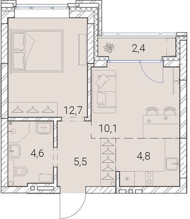 
  Продается 1-комн. квартира, 40.1 м², ЖК Тайм Сквер
. Фото 38.