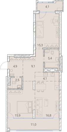 
  Продается 2-комн. квартира, 89.1 м², ЖК Тайм Сквер
. Фото 38.