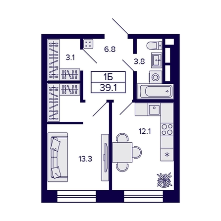 
  Продается 1-комн. квартира, 39.1 м², ЖК Citatum (Цитатум)
. Фото 1.