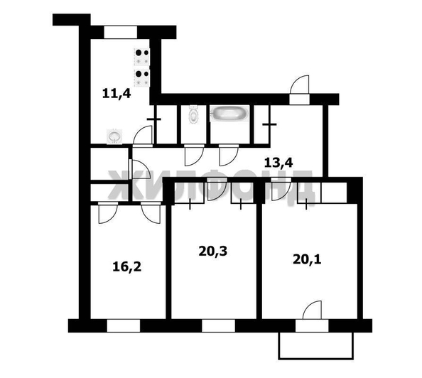 
   Продам 3-комнатную, 93.2 м², Дзержинского пр-кт, 77

. Фото 19.