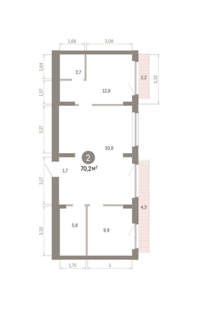 
  Продается 2-комн. квартира 70.16 м², в ЖК Пшеница, 6.1. Фото 1.