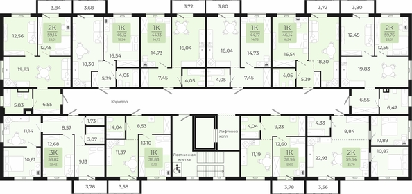 
   Продам 3-комнатную, 58.82 м², Новый парк, II этап дом 2

. Фото 1.