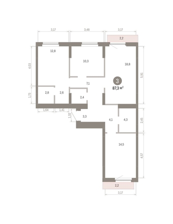 
  Продается 3-комн. квартира 87.26 м², в ЖК Пшеница, 6.1. Фото 1.