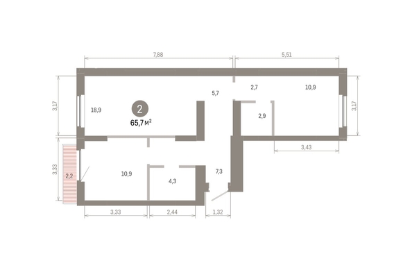 
  Продается 2-комн. квартира 65.65 м², в ЖК Пшеница, 6.1. Фото 2.