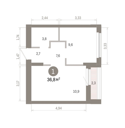 
  Продается 1-комн. квартира 36.76 м², в ЖК Пшеница, 6.1. Фото 1.