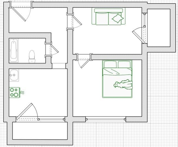 
   Продам 2-комнатную, 36 м², Челюскинцев 1-й проезд, 98А

. Фото 1.