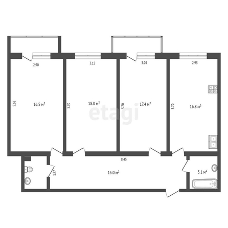 
  Продается 3-комн. квартира, 90.5 м², Совхозная 2-я ул, д. 11/1
. Фото 5.