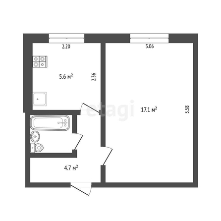 
  Продается 1-комн. квартира, 29.9 м², д. 15
. Фото 5.