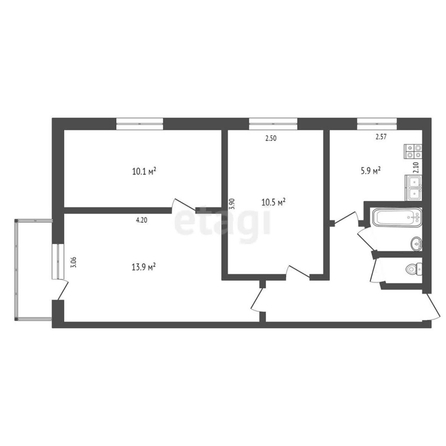 
  Продается 3-комн. квартира, 50.4 м², Кордная 5-я ул, д. 11
. Фото 5.