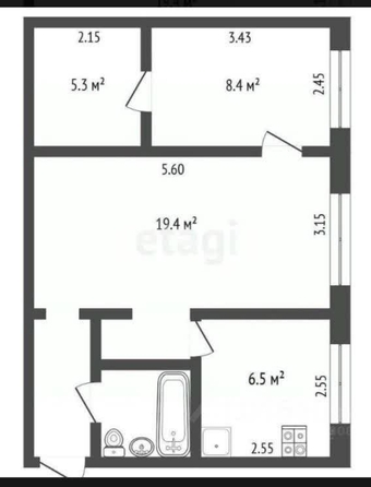 
  Продается 2-комн. квартира, 45.2 м², Мира пр-кт, д. 167/1
. Фото 5.