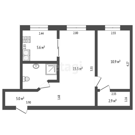 
  Продается 2-комн. квартира, 43 м², Спортивный проезд, д. 3
. Фото 5.