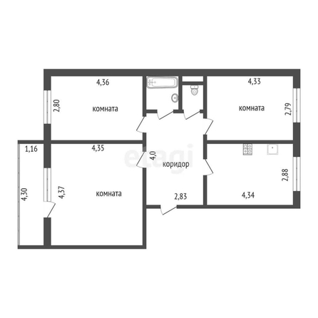 
  Продается 3-комн. квартира, 60 м², Кировская 8-я ул, д. 101
. Фото 5.