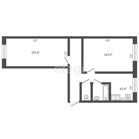 
  Продается 2-комн. квартира, 44.6 м², 12 Декабря ул, д. 70
. Фото 2.