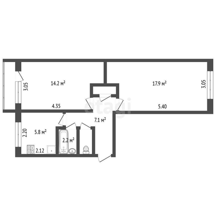 
  Продается 2-комн. квартира, 48.8 м², Химиков ул, д. 52
. Фото 5.