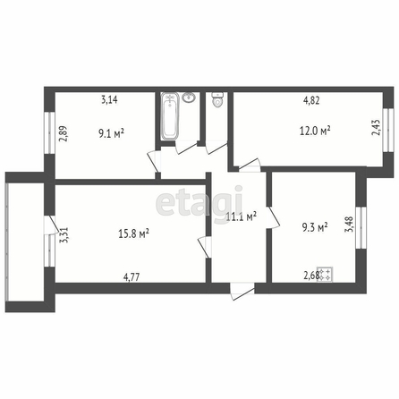 
  Продается 3-комн. квартира, 59.2 м², Станционная 3-я ул, д. 71
. Фото 5.