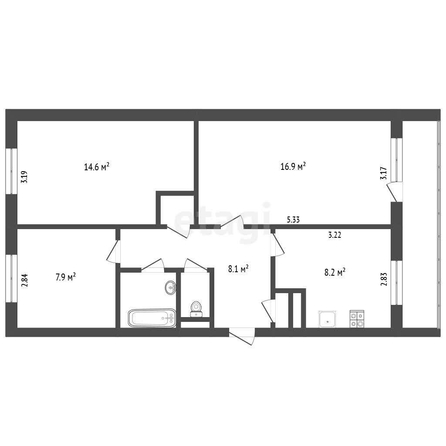 
  Продается 3-комн. квартира, 61.8 м², 60 лет Октября ул, д. 7
. Фото 5.