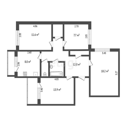
  Продается 4-комн. квартира, 77 м², 18-й военный городок, д. 226
. Фото 5.