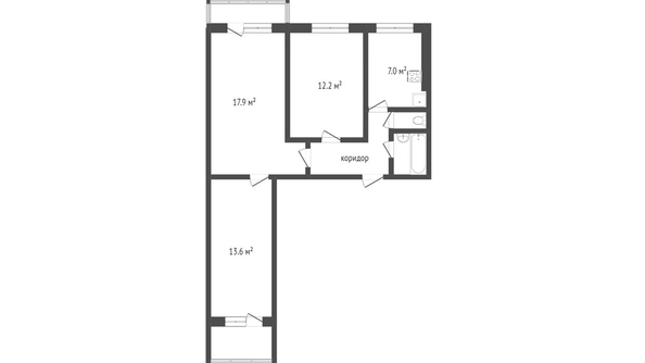 
  Продается 3-комн. квартира, 59.3 м², Комкова ул, д. 7Б
. Фото 5.